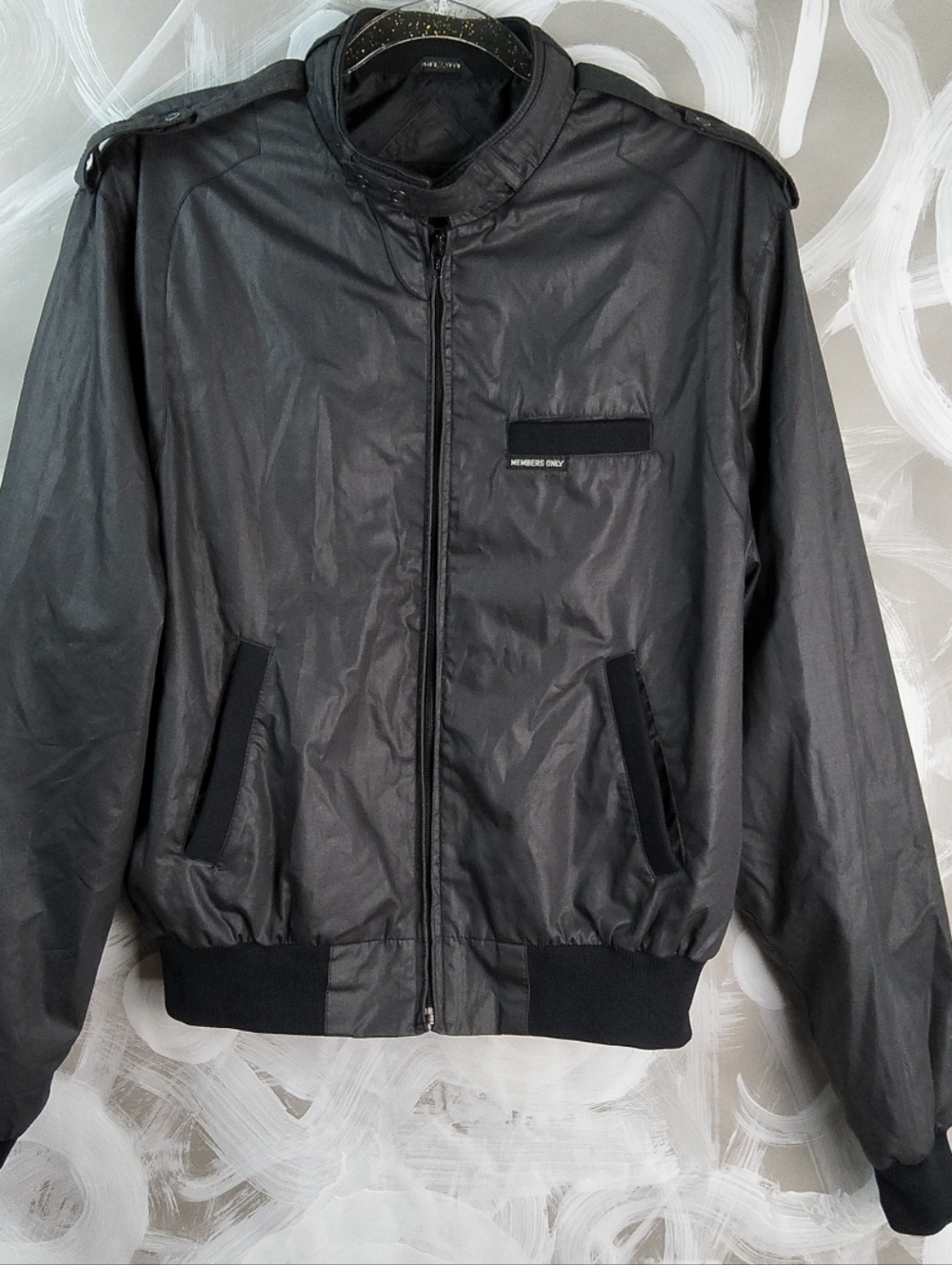 VTG MEMBERS ONLY Mens 46 Black Jacket Classic Iconic Racer Bomber Pit Retro Cool